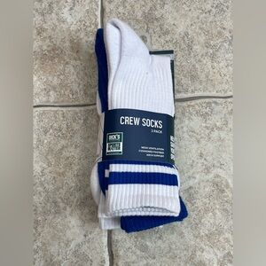NWT Crew Socks 3-Pack - White and Blue